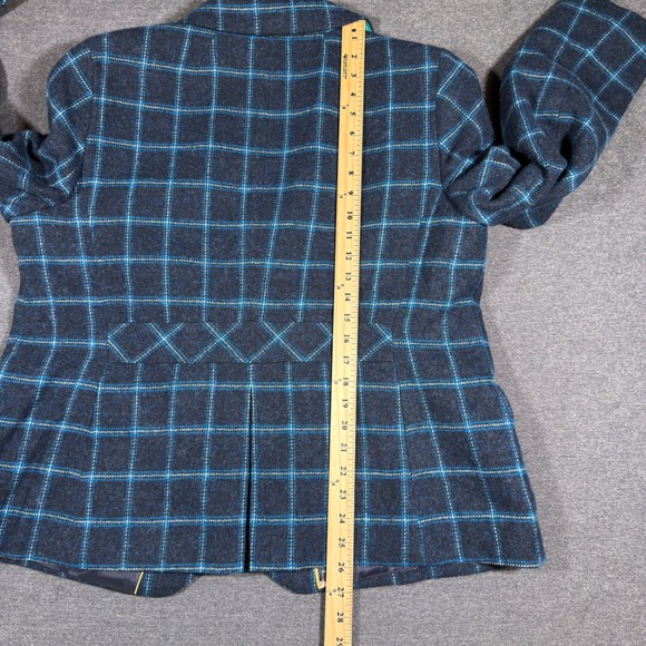 Talbots Blazer Jacket Womens 16W Blue Wool Blend Plaid Tweed Academia Office - Picture 9 of 10